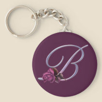 Pink Roses Monogram B keychains