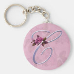 Pink Roses Monogram C Key Chain