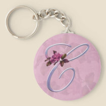Pink Roses Monogram C keychains