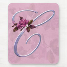 Pink Roses Monogram C Mouse Pads