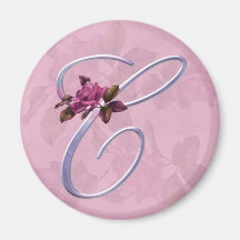 Pink Roses Monogram C Refrigerator Magnets