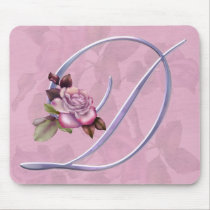 Pink Roses Monogram D mousepads