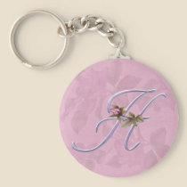 Pink Roses Monogram H keychains
