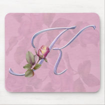 Pink Roses Monogram K mousepads