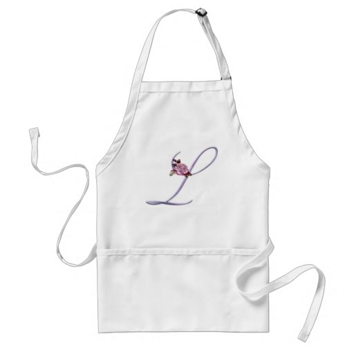 Pink Roses Monogram L Aprons