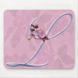 Pink Roses Monogram L Mouse Mat