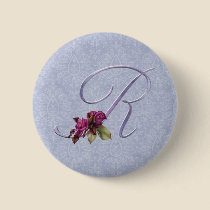 Pink Roses Monogram R buttons