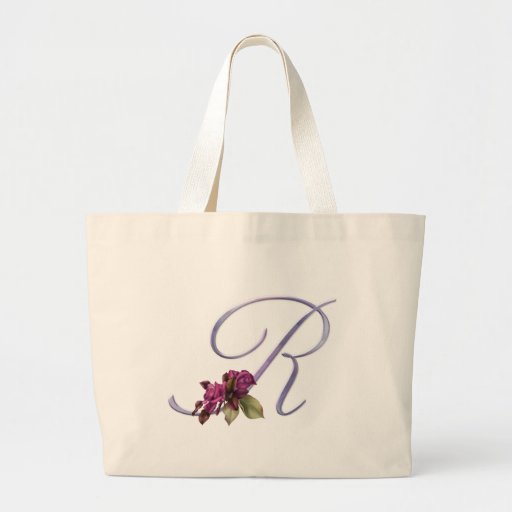Pink Roses Monogram R Canvas Bags