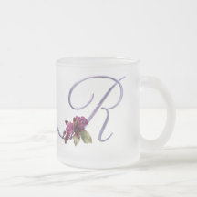 Pink Roses Monogram R Coffee Mugs