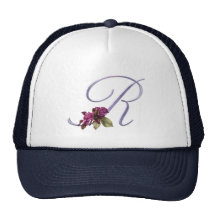Pink Roses Monogram R Hat