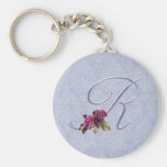 Pink Roses Monogram R Key Chain