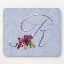Pink Roses Monogram R Mouse Mats