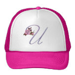 Pink Roses Monogram U Mesh Hats