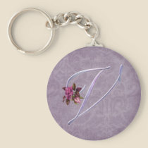 Pink Roses Monogram V keychains
