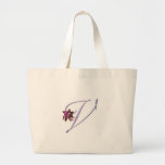 Pink Roses Monogram V Tote Bags