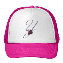 Pink Roses Monogram Y Hat