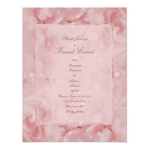 Pink roses pearls elegant wedding engagement custom announcement