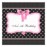 Pink Roses Pink Black Girls 5th Birthday Party Custom Invites