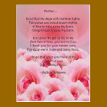 Pink Roses Poem Postcard postcards