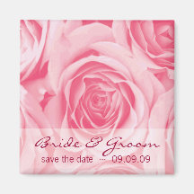 Pink Roses Save the Date Fridge Magnet