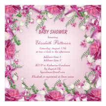 Pink Roses & Snowdrops Baby Girl Shower Personalized Invitation