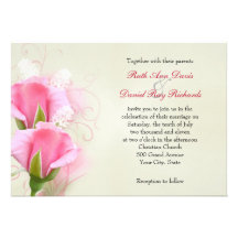 Pink Roses Wedding Invitation