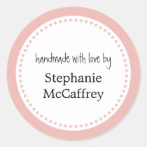 Pink rosette handmade custom label party favour stickers