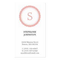 Pink rosette monogram elegant personal calling business cards
