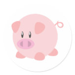 Pink Round Pig stickers