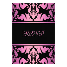 Pink Royal Damask RSVP Personalized Invitation
