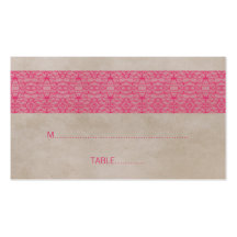 Pink Rustic Lace Wedding Place Card Business Card Template
