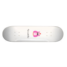 Pink santa owl custom skateboard