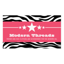 Pink Sassy Star Zebra Print Business Card