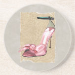 Pink Satin Ankle Straps on Safari Beverage Coasters