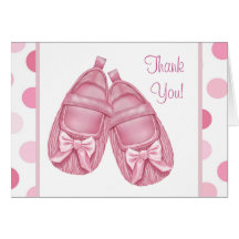 Pink Satin Booties Baby Girl Thank You Cards