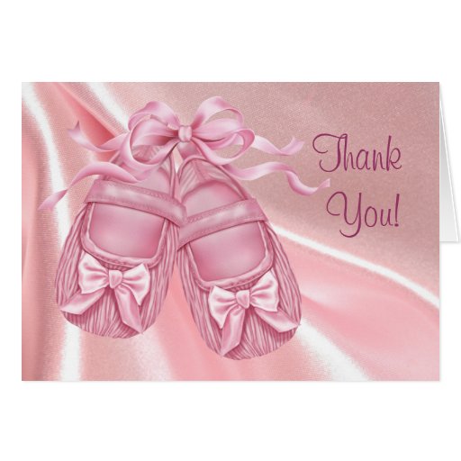 Pink Satin Booties Baby Girl Thank You Cards