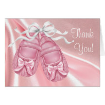 Pink Satin Booties Baby Girl Thank You Cards