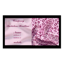 pink satin/ leopard print business cards