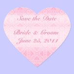 Pink Save the Date Heart Envelope Seal stickers
