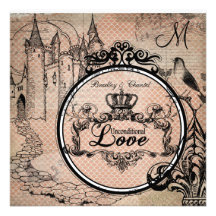 Pink Scalloped Unconditional Love Wedding Invite