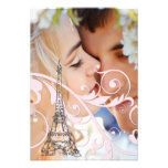 Pink Scrolls and Eiffel Tower Personalized Invites