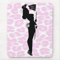 Pink Sexy Easter Bunny Silhouette Mouse Pad