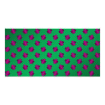 Pink shamrocks on green background photo cards