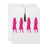 Pink Silhouettes Tassle Graduation Party Invite
