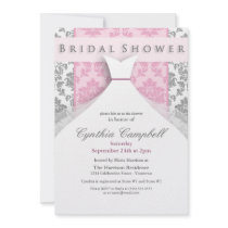 Pink/Silver Damask Bridal Shower Invitations