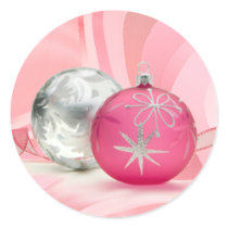 PINK & SILVER ORNAMENTS by SHARON SHARPE Round Sticker