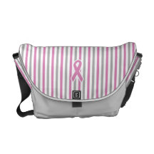 Pink & Silver Stripes custom messenger bag