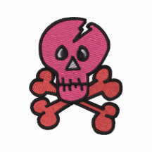 Pink Skull and Crossbones Embroidered Tees