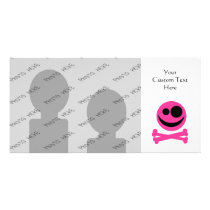 Pink Skull and Crossbones. Hot Pink and Black. Custom Photo Card