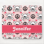 Pink Skull and Crossbones Mouse Pad